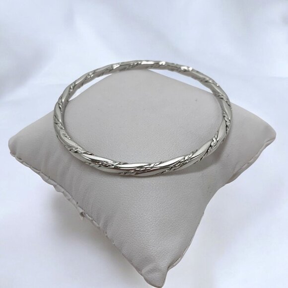 Vintage 1960s Monet Silver Tone Braided Rope Twist Bangle 2.5" Wide - Picture 1 of 6